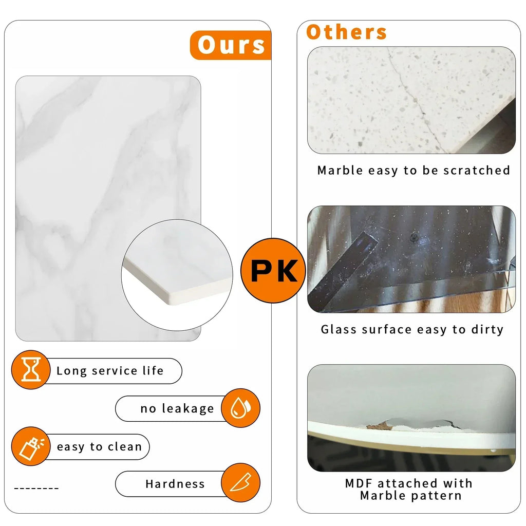 Tea Table End Table Office Coffee Table Square Marble Shelf Small Desk
